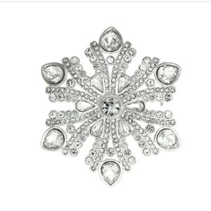 Dana Buchman Silver Tone & Crystal Snowflake Pin